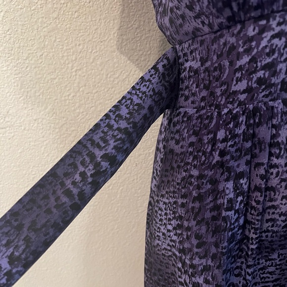 Rebecca Taylor Blue and White Wrap Midi Dress - Picture 5 of 7